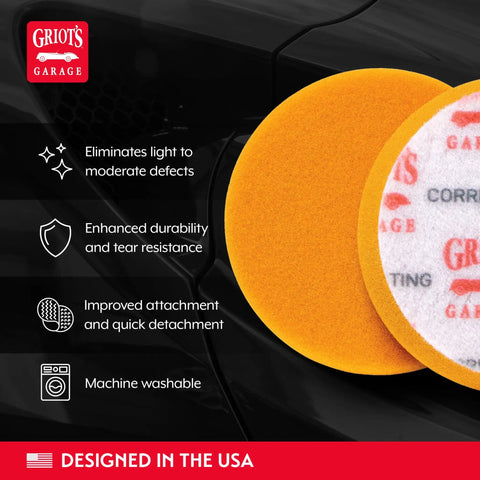 Orange Foam Correcting Pads For Car Polishing And Detailing, Removes Light To Moderate Paint Defects, Durable Machine Washable Buffing Pads, 3 Inch