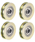 Heavy Duty U Groove Sliding Door Roller With 6.4mm Shaft And 32mm Bearing Steel Zinc Plated for smooth cabinet use, pack of 4.