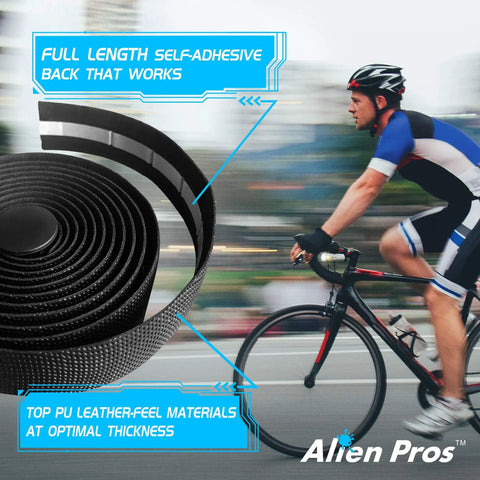 Grippy PU Handlebar Tape Set Of 2 Black For All Weather No Slip Ride Sweat Absorbing Frosted Skin Ultra Comfortable Wrap