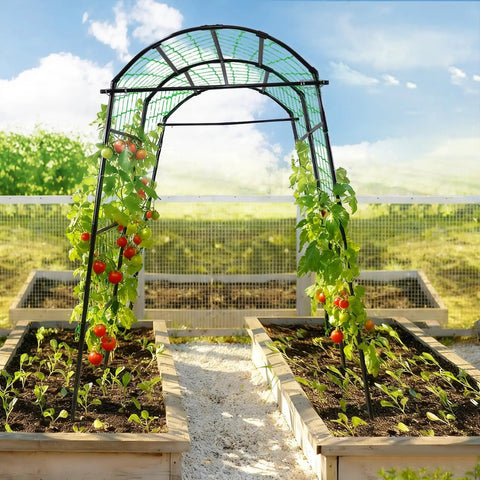 7 Ft Tall Garden Arch Tunnel Trellis For Climbing Plants, Easy Setup No Tools Needed Metal Walkway Arbor For Vines And Cucumbers