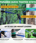 Backyard Zip Line Kit For Kids And Grownups Up To 400 Lbs Quick Tighten Zipline With Rust Proof Removable Trolley Spring Brake
