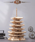 3D Wooden Puzzle Craft Kit for Adults and Kids, Five-Storied Pagoda Model Build, DIY Woodcraft Project on display