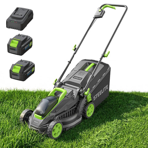 Cordless 13 Inch Lawn Mower With 2x20V 4.0Ah Batteries, 5-Position Cutting Height, Charger Included, Up To 50 Minutes Run Time