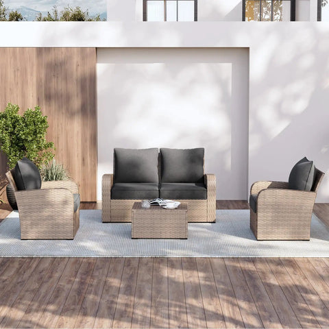 Replacement Outdoor Cushions Set For Patio Furniture, 4 Piece Deep Seat Cushions, Waterproof, Fade Resistant, 4 Seat Set