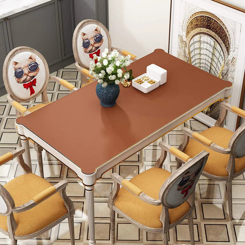 Matte Brown Peel And Stick Contact Paper Removable Wallpaper Self Adhesive Vinyl on dining table, 24 by 200 inches, decorative setting