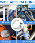 Wide applications of 120 Piece Hose Clamp Set In 304 Stainless Steel Worm Gear Clamps Seven Sizes From One Quarter Inch To One And A Half Inch Great For Plumbing Automotive Fuel Lines Garden Hoses And Radiator Piping in home, industry, pipeline, and automotive.