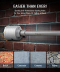 9 In 1 Hole Saw Kit For SDS Plus And Max Hammer Drills used on brick wall with spark, masonry applications shown below