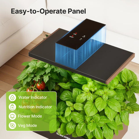 Indoor Hydroponics Growing System Kit With 20 Pod Garden For Homegrown Herbs And Veggies, LCD panel, green plants