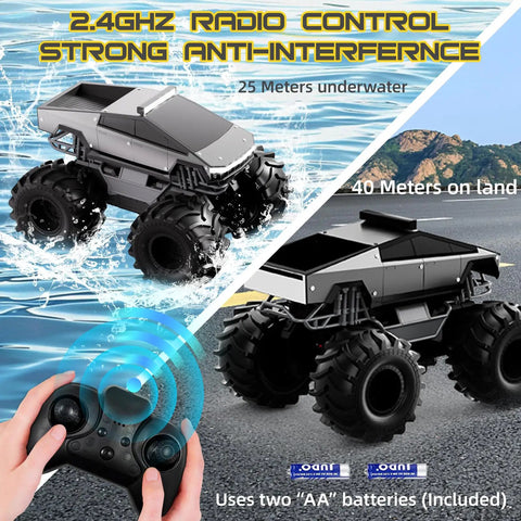 Amphibious RC Car Scale 1 18 4WD on water and land with remote control, waterproof, dual motors, independent suspension