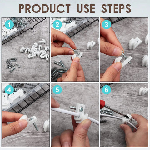 50 Pack Wire Shelf Clips And Wall Brackets For Metal Shelving, Heavy Duty Plastic Shelf Clips For Closet And Garage Organization, Must Have Storage Box, Approximately 2.8 X 1 Inches, White, Screws And Expansion Tube Not Included