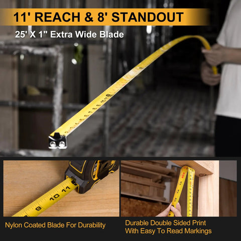 2-In-1 Laser Tape Measure With 135 Ft Range, Rechargeable Distance Tool And 16 Ft Manual Tape, High-Precision Readings Within 1/8 Inch, Six Modes Including Distance, Continuous, Area, Volume, And Two-Point Pythagorean Method, 25 ft nylon blade