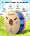 Triple Color Gradient Silk PLA Filament 1.75mm For Ender 3 V2 And More, 1Kg Spool, Red Blue Green, Precision 0.02mm Tolerance