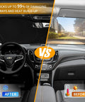 Comparison of a car interior with and without Mercedes-Benz C Class Sun Shade Windshield Cover For W205 W204 CLA CLS CL 2008 To 2024