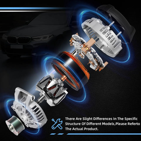 Exploded view of 14V 130A alternator for Honda Ridgeline 2017-2020 Odyssey 2018-2020 Pilot 2016-2020 Passport 2019-2020 Acura MDX 2014-2020 3.5L V6