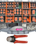416 Piece DT Connector Kit With Crimping Pliers And Removal Tool, various pin connectors, gray IP67 housing, and solid contacts