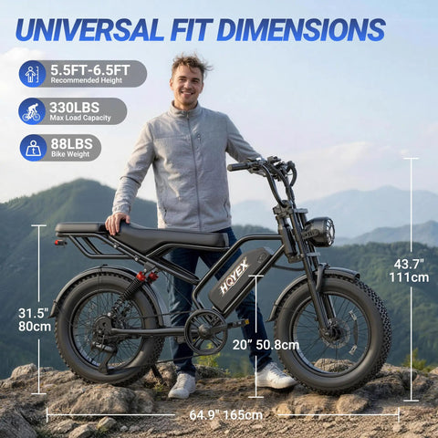 Man standing beside All Terrain 1500W Electric Fat Tire Bike For Adults With Brushless Motor Ebike 48V 20Ah Battery