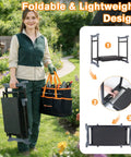 Ultimate Garden Kneeler And Seat With Extra Wide 10 Inch EVA Pad, Heavy Duty Foldable Bench shown held by gardener in garden