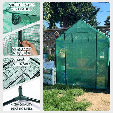 All Season Outdoor Walk In Mini Greenhouse With Frost Protection And Pest Shield Portable Garden Shelter For Seedlings And Plants 56 By 30 By 76 Inches No Fuss Setup Green