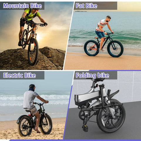 Hardcore Mechanical Mountain Bike Disc Brake Caliper Kit Paired With 160Mm Steel Rotors And Wear Resistant Resin Pads For Smooth Quiet Stopping On Tough Trails displayed on various bicycle types.