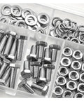 DIY Hardware Fastener Kit With Hex Head Bolts Nuts Flat Washers And Lock Washers M5 Bolts Set 122 Pieces visible in organizer