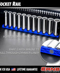 Must Have Twist Lock Magnetic Tool System Organizer Holds Up To 126 Tools With Magnetic Clips for sockets on blue rail