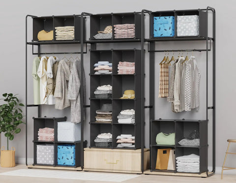 Nine Cube Closet Organizer Set Portable Storage Shelves For Clothes And Toys Durable Metal Frame With ABS Connectors 11 Inch Cubes