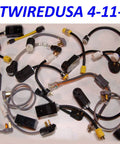 Straight Shooter Eva Charger Cable Adapter Links Nema Six Twenty Plugs To Fourteen Thirty Outlets, various connectors and adapters on a surface.