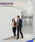 Office hallway with Dual Tech Ultrasonic And PIR Occupancy Sensor With 360 Degree Coverage 1600 Sq Ft Range Low Voltage Commercial Grade Ceiling Sensor For Office And Commercial Spaces White visible