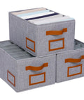 Foldable Wardrobe Organizer With 7 Large Grids For Clothes Jeans Sweaters And Tees 3 Pack Fabric Storage Bins Space Saving Grab And Go