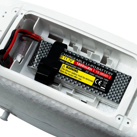 Lithium battery compartment in RC Seaplane Trainer With Floats Included, 2.4 GHz 1.2m Grab And Go Ready To Fly Aircraft