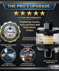 Quarter Inch Inline Air Filter And Water Separator For HVLP Spray Guns And Air Tools Compact 200 PSI Dryer Lightweight Aluminum Moisture Trap AI 304 Slim No Bulk Design with professional performance rating and 5-star performance for automotive and fabrication uses.