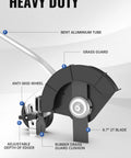 8.75 Inch Lawn Edger Attachment With Tool Free Depth Adjustment, featuring universal edger blade, precise yard edge, gray
