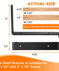 Diagram showing 10 Inch Z Shelf Brackets With Lip For 9.25 Inch Boards, highlighting dimensions and compatibility.