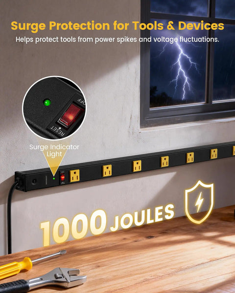Heavy Duty Power Strip With 10 Grounded Outlets And Surge Protector Plug In everything without breaking a sweat, featuring surge protection and indicator light.