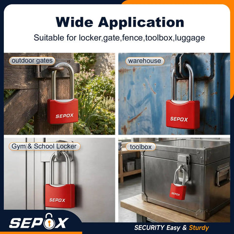 Heavy Duty Padlock 2 Pack Featuring Long Shackle And All Weather Vinyl Coating Tough As Nails Security For Gates Sheds Fences Toolboxes Comfy Non Slip Grip Keyed Alike Pair In Vivid Red