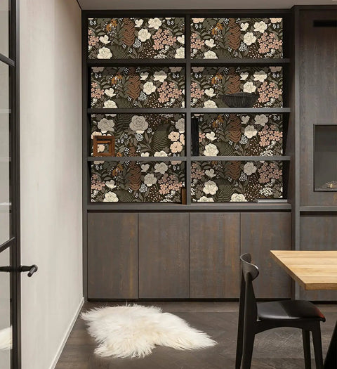 Interior with Peel And Stick Floral Wallpaper Removable Rose Leaf Pattern Vintage Wall Mural For Living Rooms And Bedrooms