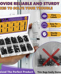 163 Piece M4 Pan Head Machine Screws Kit Black High Hardness Carbon Steel assortment in a sturdy clear box for easy access.