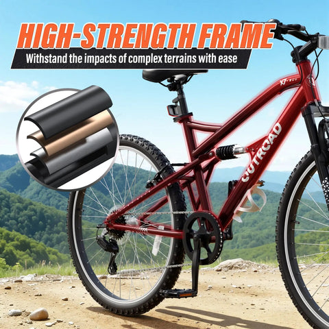 26 Inch Mountain Bike With Dual Suspension For Men Women And Adults, 7 Speed MTB With Front And Rear Disc Brakes, Alloy Wheels, High Carbon Steel Frame