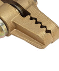 Close-up of Beefy Brass Welding Ground Clamp with Rubber Sleeve, 35mm Opening Delivers Solid Electrical Conductivity for Argon Arc