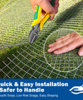 Heavy Duty 19 Gauge Hardware Cloth Half Inch Square Mesh 16 Inch Wide By 50 Feet Long Welded Wire Fence Roll shown with snips on grass.
