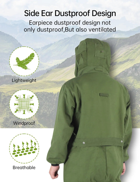 Back view of Pro Grade Sand Blasting Hood Suit With Clear Visor, Ventilated Protective Splash Gear For Cast Iron Shipbuilding