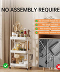 Foldable 3 Tier Rolling Cart With Handle No Assembly Required Heavy Duty Metal Utility Trolley On Wheels For Kitchen Office Craft Art