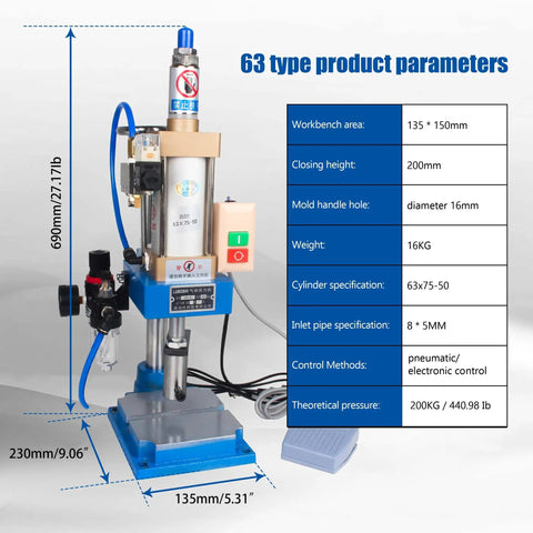 Top Shelf 110V Pneumatic Punch Press Machine Featuring Adjustable Stroke And Compact 63Mm Air Cylinder For Heavy Duty Metalworking Quick Setup Shop Workstation That Handles Every Tough Task Without Breaking A Sweat