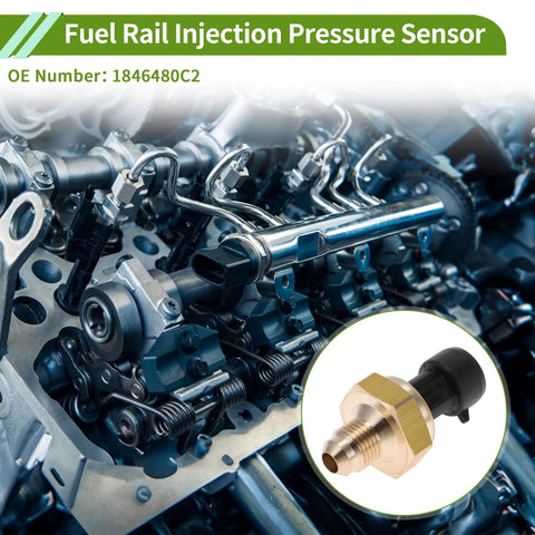 Ford Diesel Fuel Injection Pressure Sensor For Navistar MaxxForce 2007 2010 Rail Pressure Sensor 6.4L Fits F250 F350 F450 F550 Super Duty OE 1846480C2 1 Pc Durable Replacement, brass sensor close-up