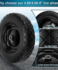 Two Pack 4.80/4.00-8 Tire And Wheel Set For Wheelbarrows Garden Trolleys And Wagons 16 Inch Solid Flat Free Replacement Wheels