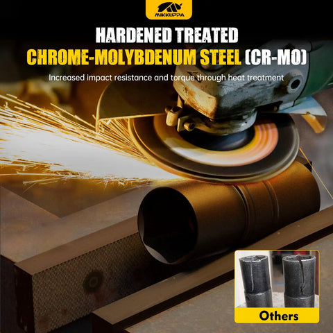 Heavy Duty Half Inch Drive Impact Socket Set With Flip Heads Double Sided Cr-Mo Steel being polished with sparks