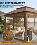 11x11 Pop Up Gazebo With Mesh Netting And UPF 50 Plus UV Protection, No Tool Setup Easy Up Outdoor Canopy Tent in backyard.