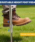 36 Inch Stainless Steel Soil Sampler Probe With T Handle demonstrating adjustable foot pedal in use on lawn