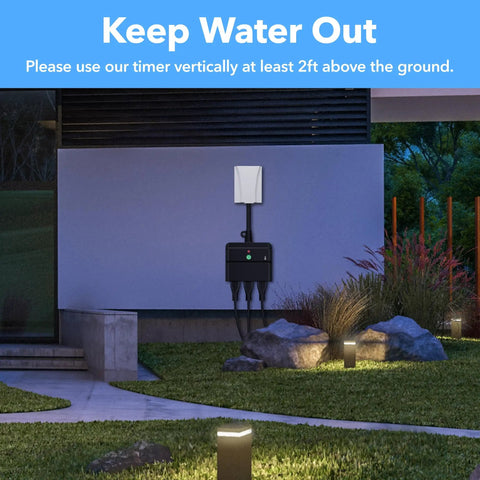 Plug And Play Weatherproof Outdoor Indoor Wireless Remote Control Outlet Kit installed outdoors on building wall