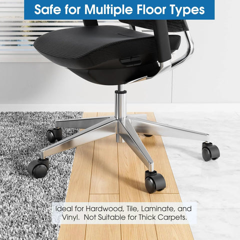Office chair with heavy duty office chair caster wheels on hardwood and rug surface